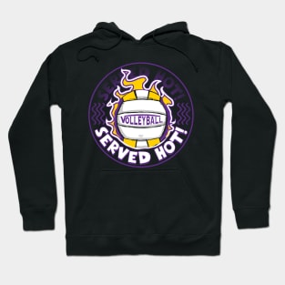 Volleyball Served Hot Purple Yellow Vball Hoodie